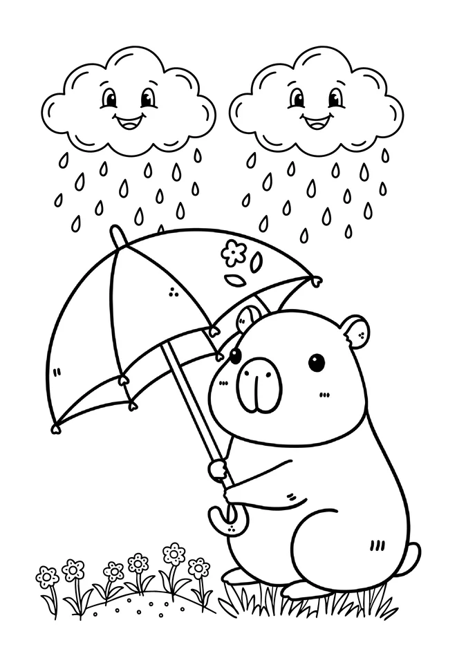 Desenho de capivara para colorir para imprimir e colorir - imagem 10